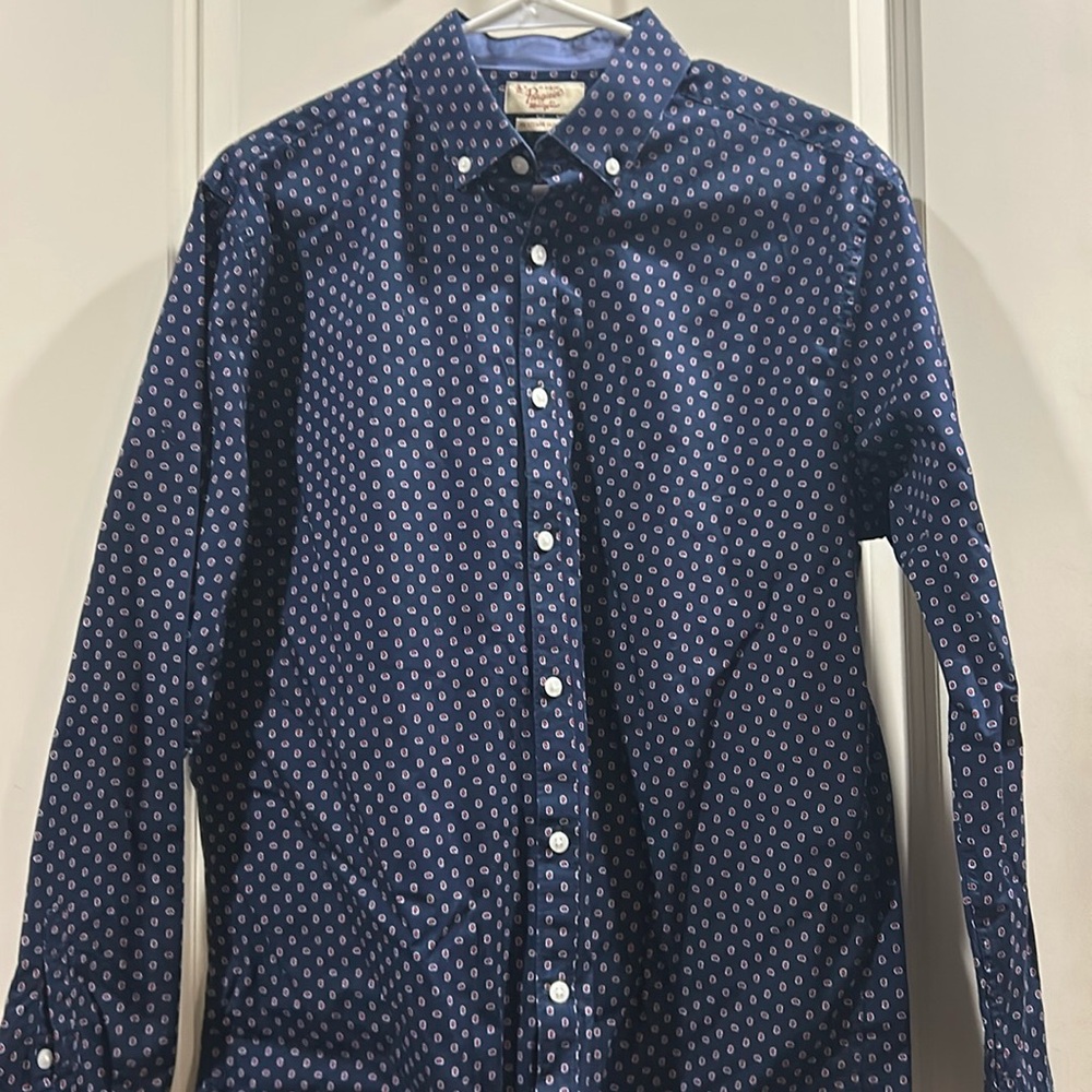 Penguin men Heritage Slim Fit button down paisley like Long Sleeve size 16 34/35
